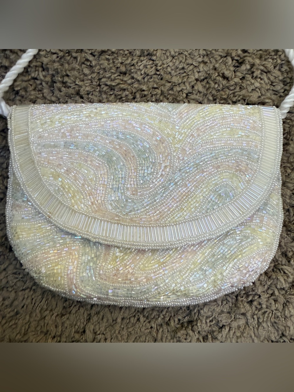 La Regale Cream, Pastels and Silver Beaded Crossbody Bag Prom wear!NEW